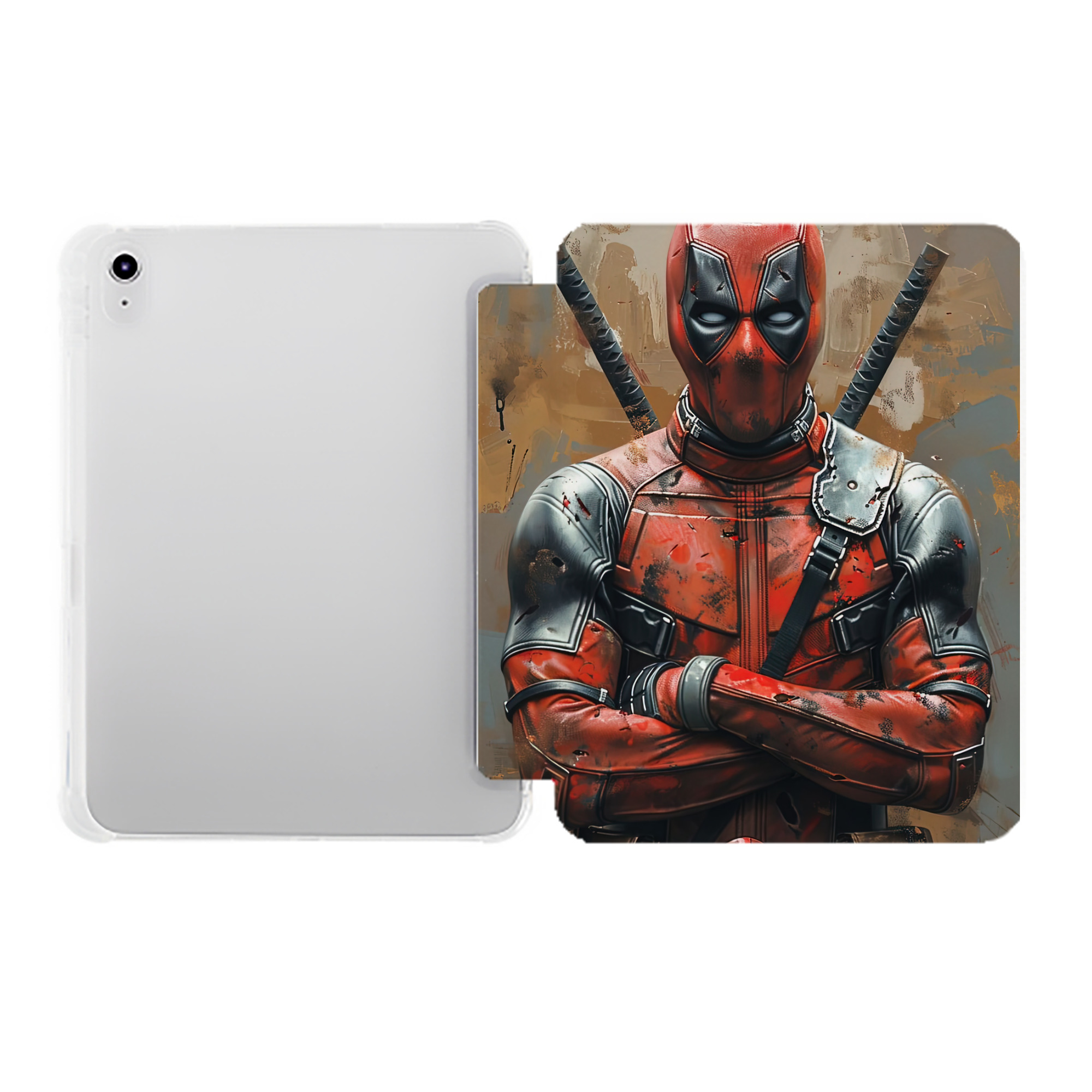 （画像用） Deadpool デッドプール IPad ケース ペン収納付き 三つ折りスタンド PUレザー×シリコン 対応機種9.5/10.5/10.9インチ